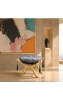 "Dagobert" Bench Blue "Gobelins" σατέν ύφασμα και χρυσό ξύλο - 6
