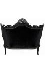 Canapé baroque rococo 2 places velours noir et bois noir - 14