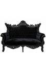 Barok Rococo 2 pers. Sofa sort fløjl og sort træ - 1