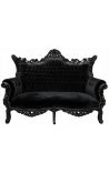 Sofá Baroque Rococo 2 plazas de terciopelo negro y madera negra - 14