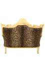 Baroque Rococò 2 posti divano in tessuto leopardo e legno d'oro - 17