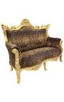 Canapé baroque rococo 2 places tissu léopard et bois doré - 16