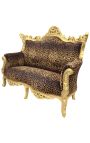 Baroque rococo 2 seater sofa leopard fabric and gold wood - 15