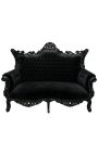 Barok Rococo 2 pers. Sofa sort fløjl og sort træ - 11