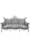 Canapé baroque rococo 3 places tissu zébré et bois argenté