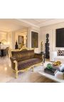 Canapé baroque rococo 2 places tissu léopard et bois doré - 5