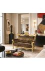 Barroco Rococo 2 Seater Sofa Leopard Tecido e madeira de ouro - 4