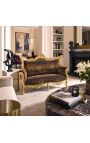 Baroque rococo 2 seater sofa leopard fabric and gold wood - 3