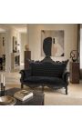 Baroque rococo 2 seater sofa black velvet and black wood - 9