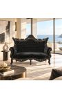 Baročni Rococo 2 Seater Sofa Black Velvet in črni les - 10