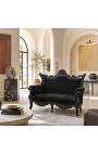 Sofà barroc rococó de 2 places de vellut negre i fusta negra - 5