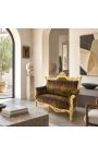 Baroque Rococo 2 plazas Sofá Tejido de leopardo y madera de oro - 13