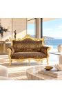 Barocoque rococo 2 locuințe Sofa Leopard Fabric și lemn de aur - 6