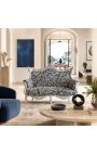 Baroc rococo 2 loc exterior zebra țesătură tipărită și lemn de argint - 5