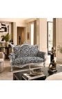 Μπαρόκ Rococo 2 θέρετρες καναπές Zebra τυπωμένο ύφασμα και ασημένιο ξύλο - 2