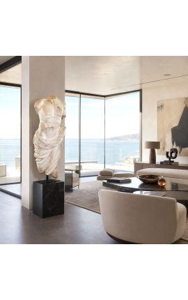 Grande sculpture de torse d'Apollon au drapé sculpté sur support métallique noir - 2