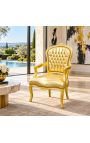 Barok-tugitool stiilis Louis XV Gold Nahke ja kuldpuidust - 4