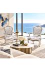 Stiliaus baroko fotelis Louis XV silver leatherette and silver wood - 10