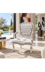 Barok-tugitool stiilis Louis XV Silver Leather ja Silver Puit - 12