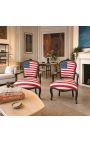 Fauteuil Louis XV de style baroque "American Flag" et bois noir - 8