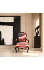 Fauteuil Louis XV de style baroque "American Flag" et bois noir - 9