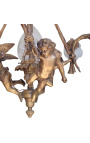 Grote kroonluchter Lodewijk XV stijl met engelen en 6 tulpen transparant 
