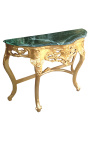 Console de style baroque en bois doré et marbre vert