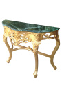 Console de style baroque en bois doré et marbre vert