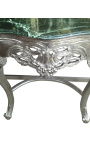 Baroque console with silvered wood and green marble