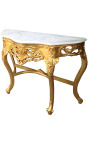 Consolă în stil baroc cu lemn aurit și marmură albă