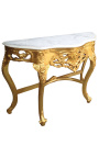 Console de style baroque en bois doré et marbre blanc