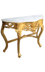 Consola d'estil barroc en fusta daurada i marbre blanc