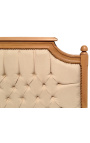 Bettkopfteil im französischen Landhaus-Chic-Stil aus Buchenholz und Leinenstoff