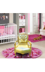 Baroque armchair for child gold false skin leather and gold wood