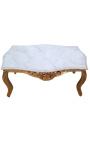 Table basse de salon de style baroque en bois doré avec marbre blanc