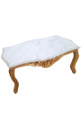 Coffee table baroque style gilded wood with white marble