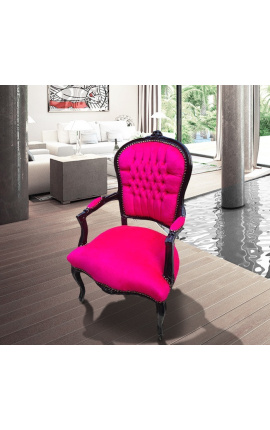 Барокко кресло Louis XV стиле фуксия розовый и черный бархат лакированного дерева