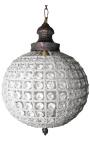 Lustre bola com pendentes de vidro transparente com bronzes