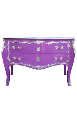 Grande comodino barocco in nero Louis XV con argento bronzo