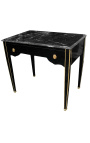 Louis XVI Estilo escrevendo mesa lustroso preto pintado e mármore preto - 14