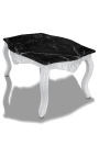 Coffee table baroque style white lacquered wood with black marble top