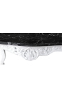 Taula de menjador d'estil barroc de fusta lacada blanca amb marbre negre