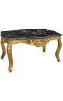 Klubska mizica v baročnem stilu pozlačen les s črnim marmorjem