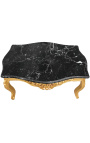 Soffbord barockstil förgyllt trä med svart marmor
