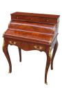 Louis XV style desk cylinder secretary with 7 drawers with marquetry