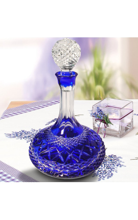 Carafe bleu en cristal taillé à la main