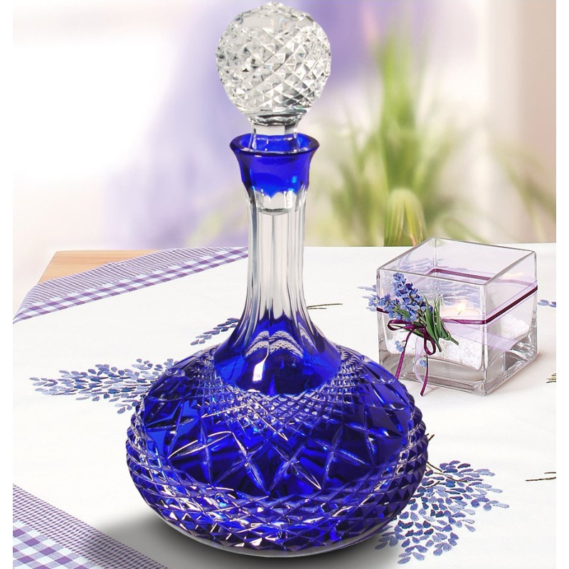 Decanter blue crystal hand cut