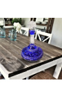 Decanter in cristallo blu molato a mano