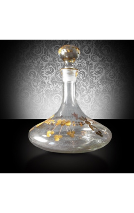 Decanter grabado con motivos florales en oro