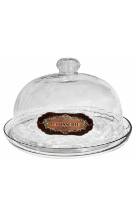 Cloche A Gateau En Verre Avec Plateau Etiquette Emaillee Patisserie Cloche A Gateau En Verre Avec Plateau Etiquette Emaillee Patisserie